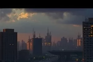 《空港雨季》封面：候机厅落地窗外的跑道与连绵雨幕